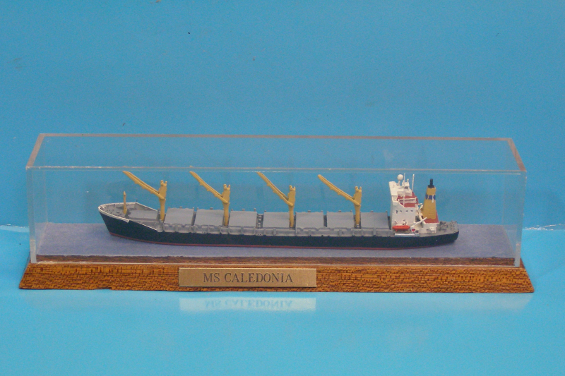 Container freighter "MS Caledonia" (1 p.) in showcase from Jahnke
